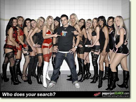 Marcus - aka, Mediadonis / Pepperjam Germany poses with a team of professional German models in promotion of Pepperjam's placement on the Inc. 500 list of America's fastest growing companies. 